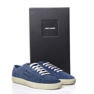 SAINT LAURENT Suede Court Classic Sneakers 36 Denim